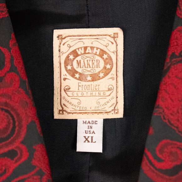 WAHMAKER Men's Western Frontier Vest Red Black Dragon Tapestry Size XL USA Made - Picture 8 of 8
